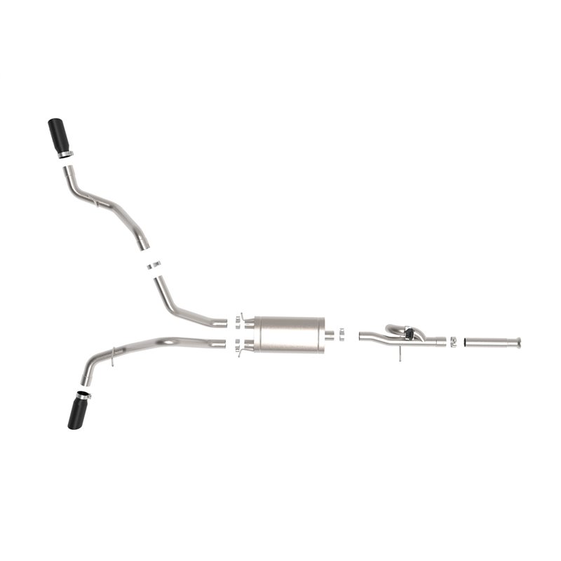 aFe Power | Gemini XV 3 IN 304 Stainless Steel Cat-Back Exhaust System w/Cut-Out Black - Silverado / Sierra 1500 2009-2018