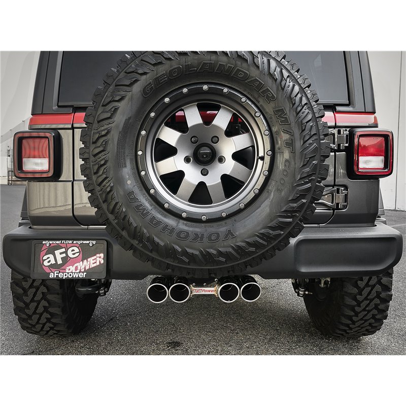 aFe Power | Rebel Series 2-1/2 IN 304 Stainless Steel Cat-Back Exhaust w/Polished Tip - Wrangler (JL) 2.0T / 3.6L 2018-2023