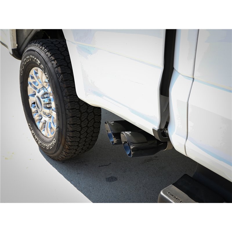 aFe Power | Rebel Series 3 IN 409 Stainless Steel Cat-Back Exhaust System w/Black Tip - F-250 / F-350 6.2L / 7.3L 2017-2022