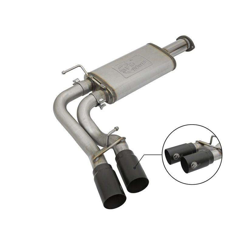 aFe Power | Rebel Series 3 IN Cat-Back Exhaust System w/Dual Mid-Side Exit Black Tips - Tacoma 3.5L 2016-2023