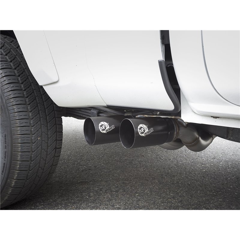 aFe Power | Rebel Series 3 IN Cat-Back Exhaust System w/Dual Mid-Side Exit Black Tips - Tacoma 3.5L 2016-2023