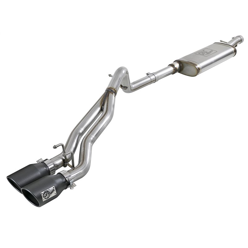 aFe Power | Rebel Series 2-1/2 IN 409 Stainless Steel Cat-Back Exhaust System w/Black Tip - Wrangler (JK) / Wrangler (JL) 3.6L /