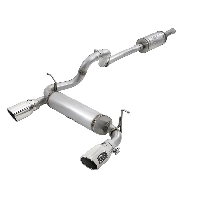 aFe Power | Rebel Series 2-1/2 IN 409 Stainless Steel Cat-Back Exhaust w/Polished Tips - Wrangler (JL) 2.0T / 3.6L 2018-2023