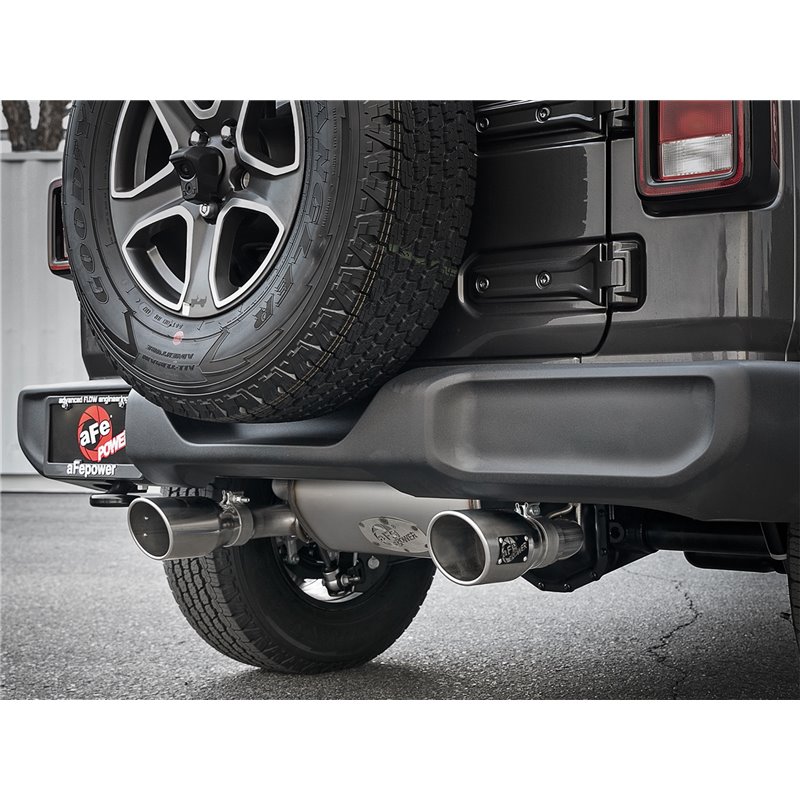 aFe Power | Rebel Series 2-1/2 IN 409 Stainless Steel Cat-Back Exhaust w/Polished Tips - Wrangler (JL) 2.0T / 3.6L 2018-2023