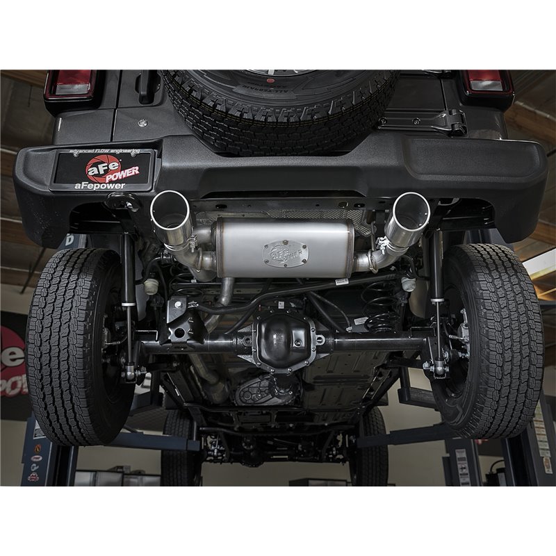 aFe Power | Rebel Series 2-1/2 IN 409 Stainless Steel Cat-Back Exhaust w/Polished Tips - Wrangler (JL) 2.0T / 3.6L 2018-2023