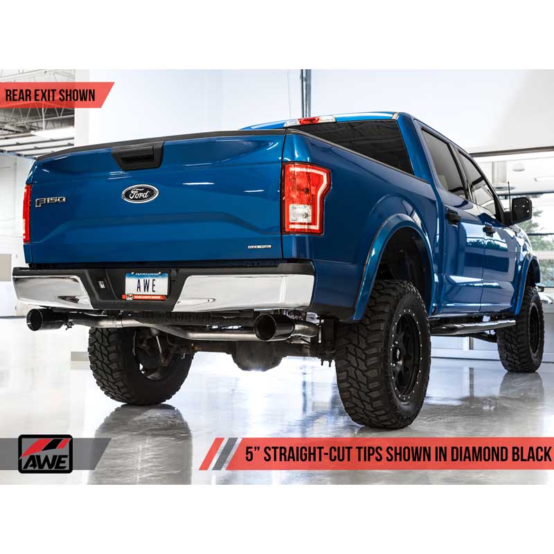 AWE Tuning | 0FG Cat-Back Exhaust 5" Black Tips - F-150 2.7T 2015-2020