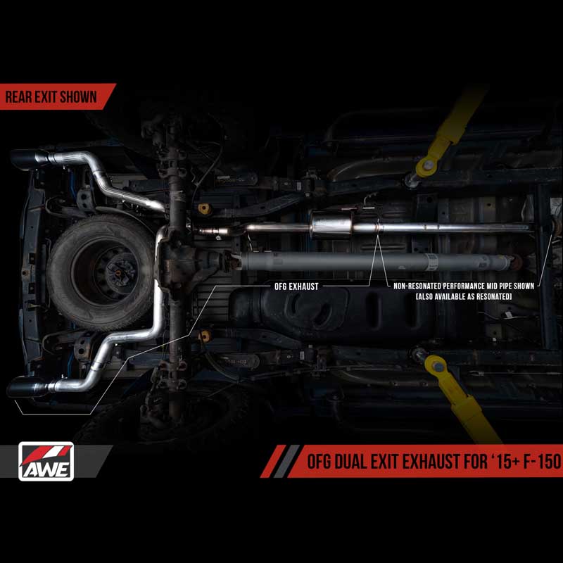 AWE Tuning | 0FG Cat-Back Exhaust 5" Black Tips - F-150 2.7T 2015-2020