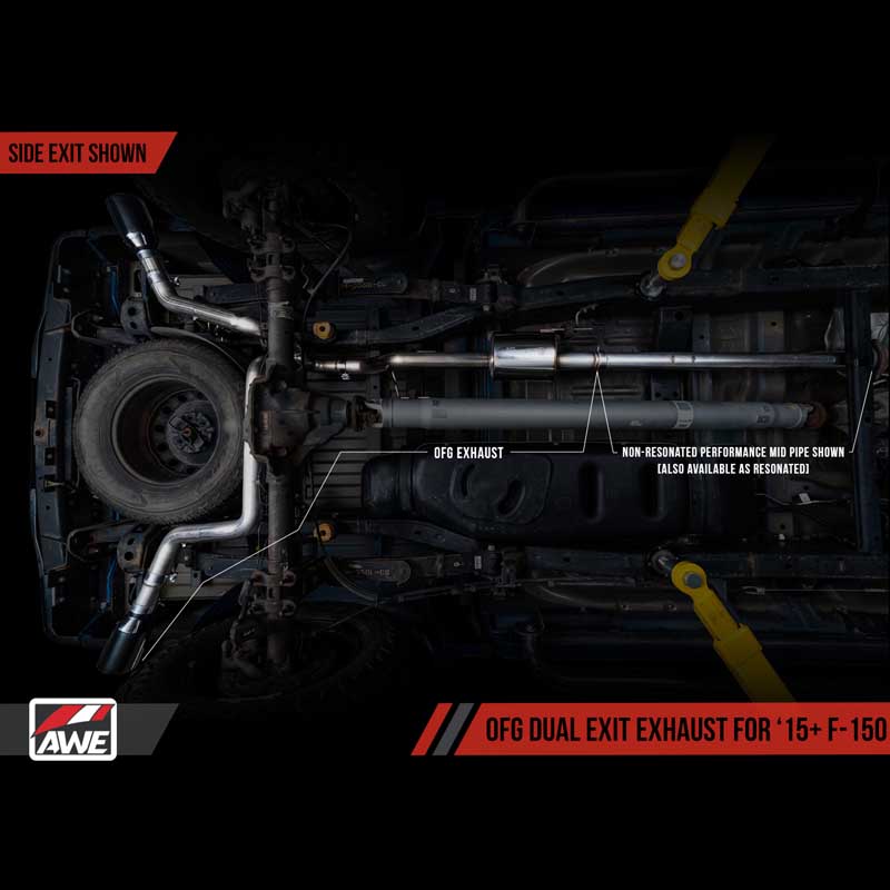 AWE Tuning | 0FG Cat-Back Exhaust 5" Black Tips - F-150 2.7T 2015-2020