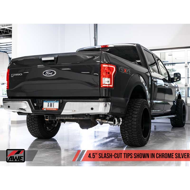 AWE Tuning | 0FG Cat-Back Exhaust 4.5" Black Tips - F-150 2.7T 2015-2020