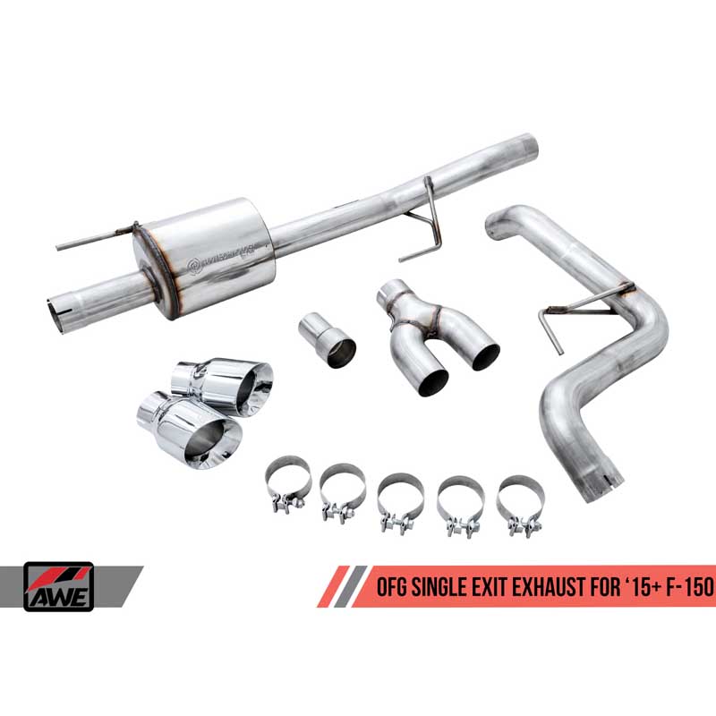 AWE Tuning | 0FG Cat-Back Exhaust 4.5" Black Tips - F-150 2.7T 2015-2020