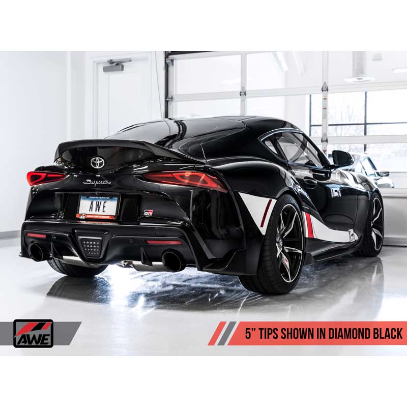 AWE Tuning | Touring Cat-Back Resonated Exhaust 5" Black Tips - GR Supra 3.0T 2020-2023