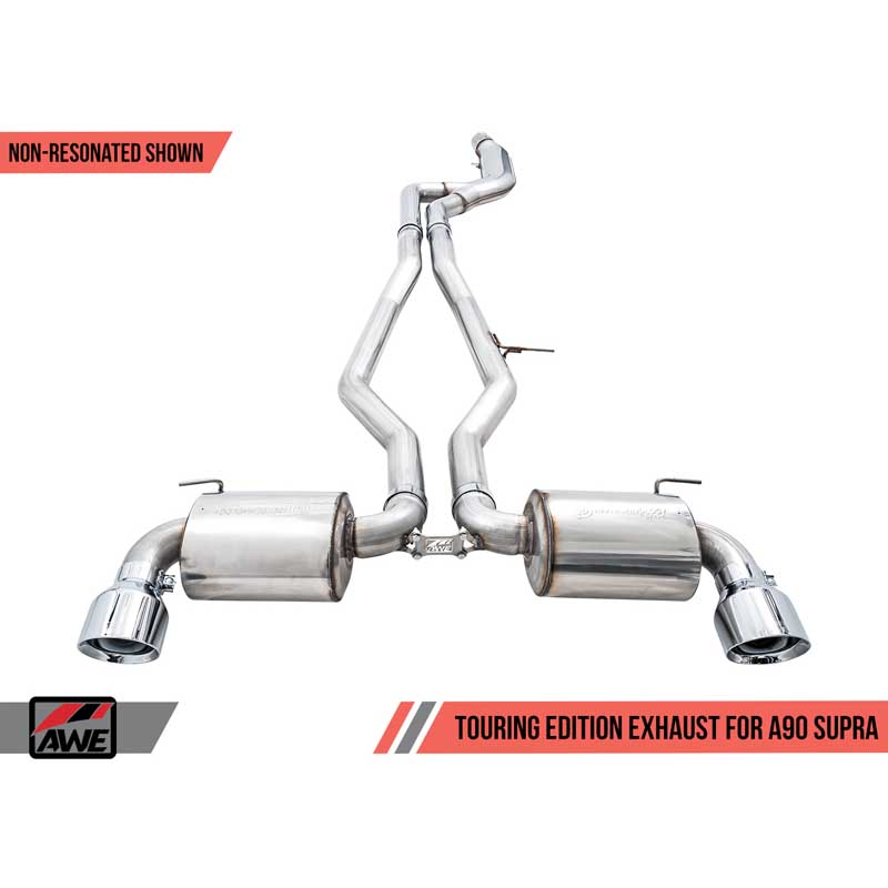 AWE Tuning | Touring Cat-Back Resonated Exhaust 5" Black Tips - GR Supra 3.0T 2020-2023