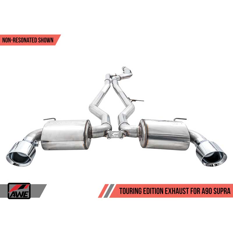AWE Tuning | Touring Cat-Back Resonated Exhaust 5" Black Tips - GR Supra 3.0T 2020-2023