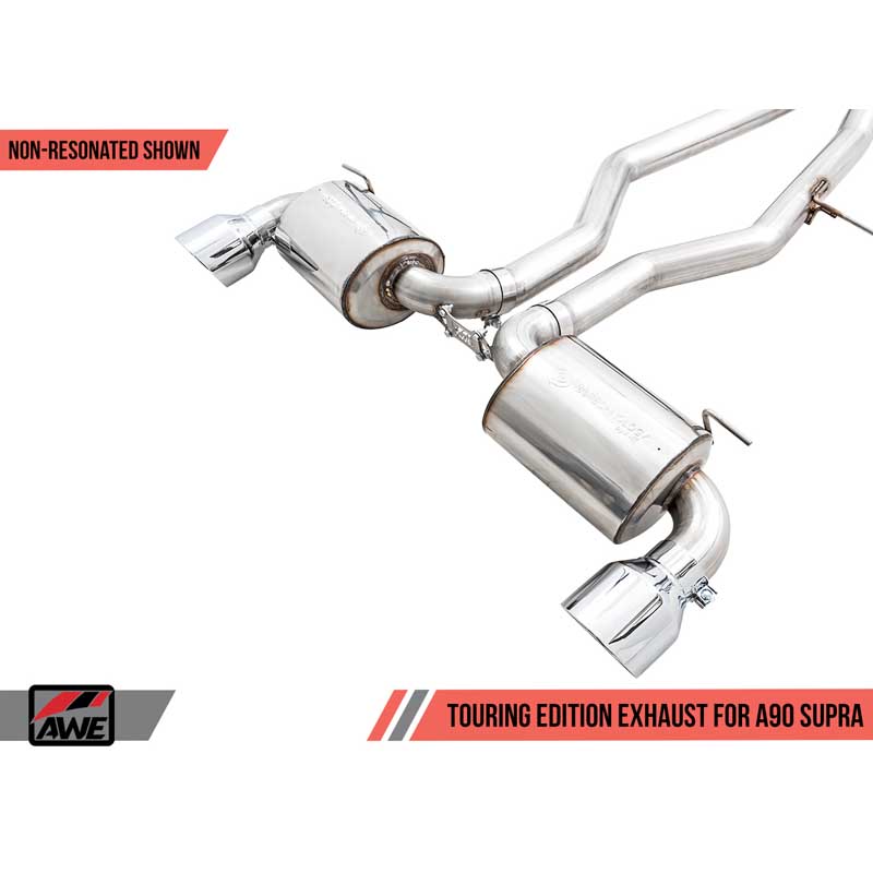AWE Tuning | Touring Cat-Back Resonated Exhaust 5" Black Tips - GR Supra 3.0T 2020-2023