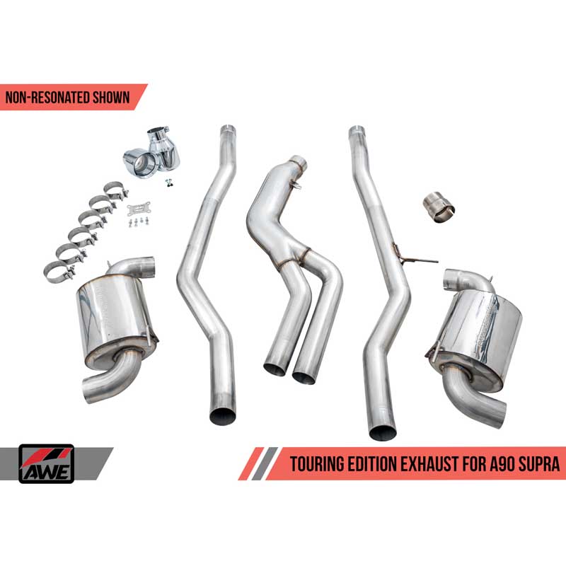 AWE Tuning | Touring Cat-Back Resonated Exhaust 5" Black Tips - GR Supra 3.0T 2020-2023