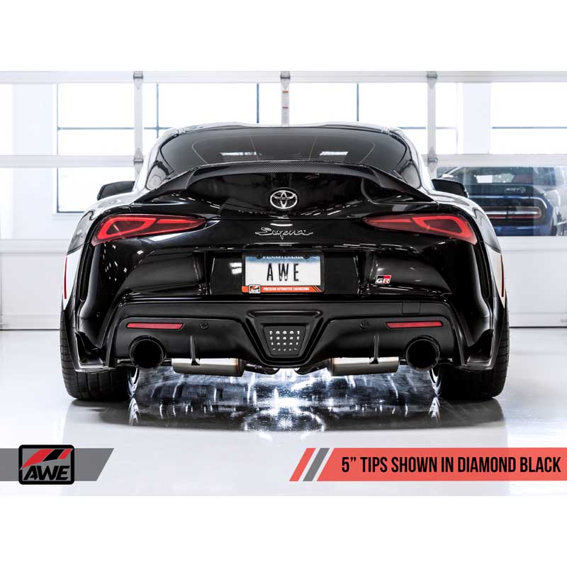AWE Tuning | Touring Cat-Back Resonated Exhaust 5" Black Tips - GR Supra 3.0T 2020-2023