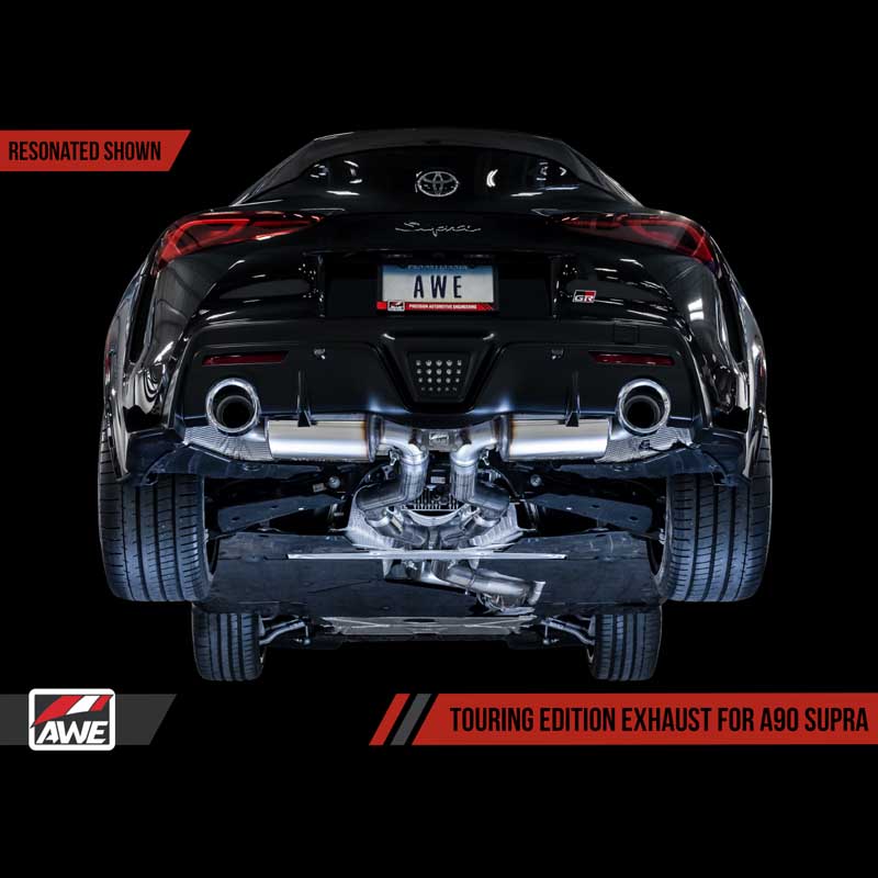AWE Tuning | Touring Cat-Back Resonated Exhaust 5" Black Tips - GR Supra 3.0T 2020-2023