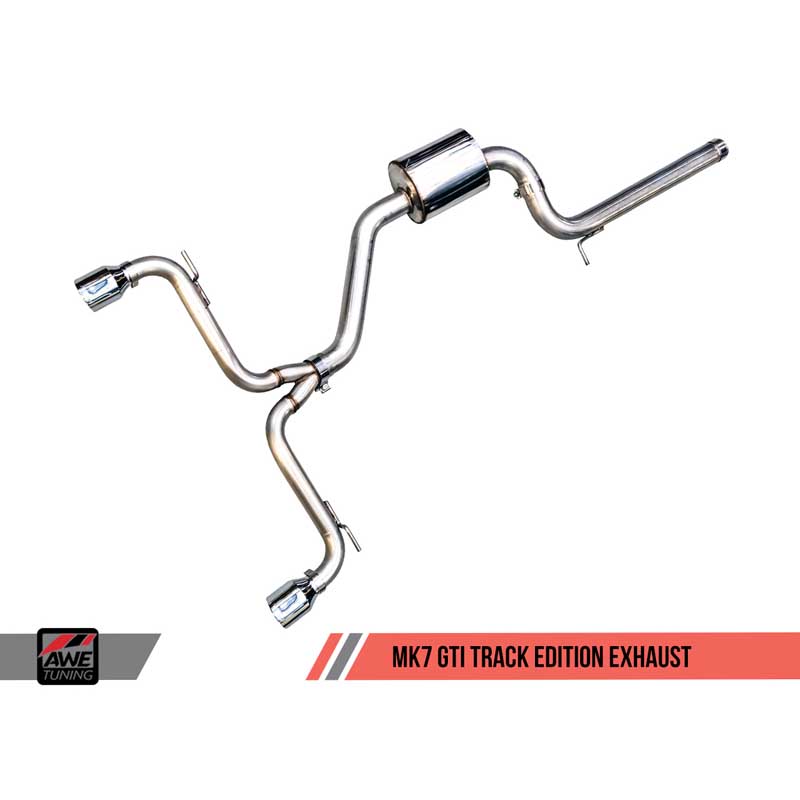 AWE Tuning | Track Cat-Back Exhaust Black Tips - GTI 2.0T 2015-2017
