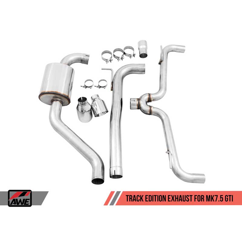 AWE Tuning | Track Cat-Back Exhaust Black Tips - GTI 2.0T 2018-2021