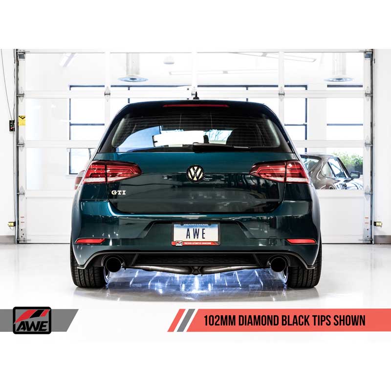 AWE Tuning | Track Cat-Back Exhaust Black Tips - GTI 2.0T 2018-2021