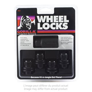 Gorilla | Lug Nut Locks (4) - Short Shank - Black Chrome - 12MM X 1.50