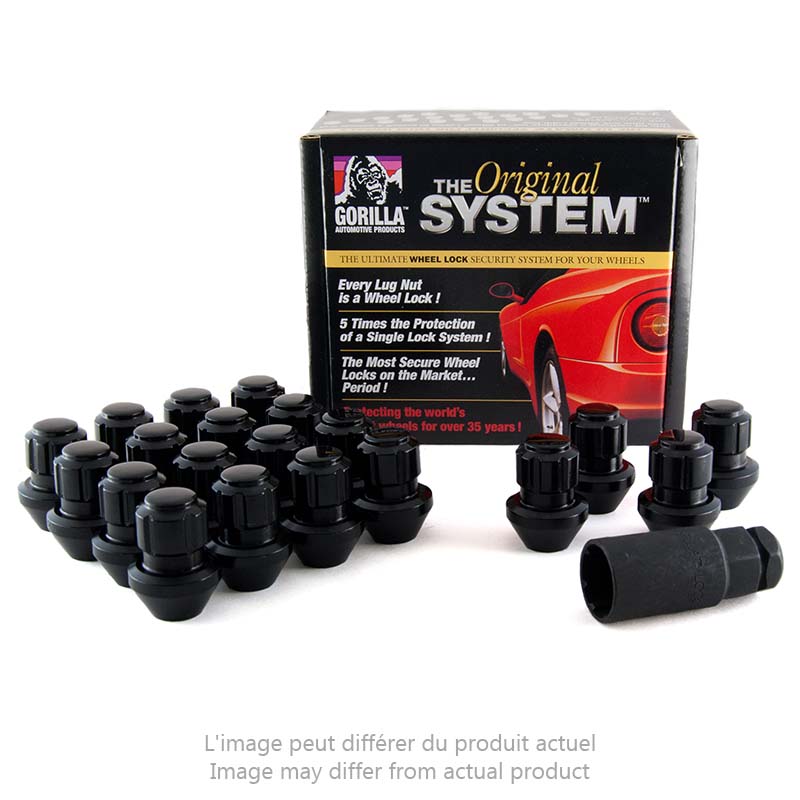Gorilla | Wheel Locks (20) - Acorn - Black Chrome - 14MM X 1.50
