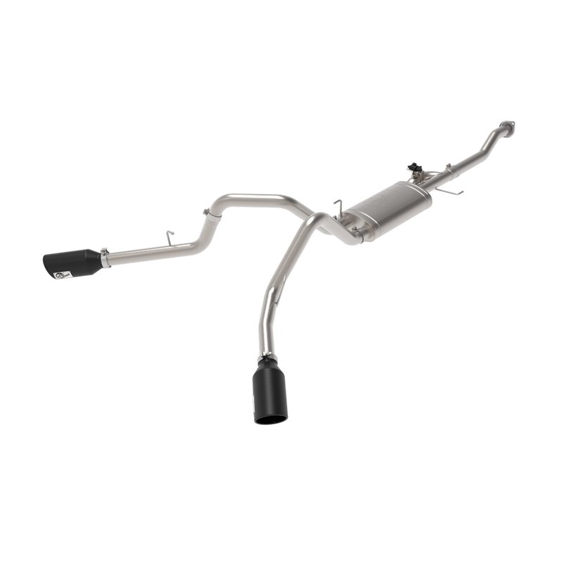 aFe Power | Gemini XV 3 IN 304 Stainless Steel Cat-Back Exhaust System w/Cut-Out Black - F-150 5.0L 2020-2021