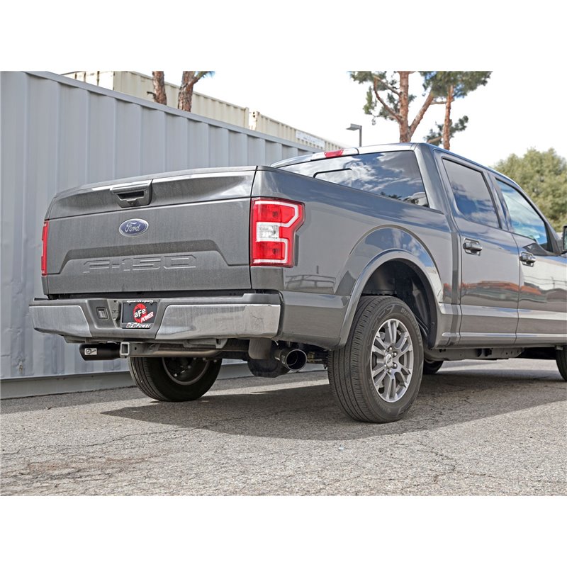 aFe Power | Gemini XV 3 IN 304 Stainless Steel Cat-Back Exhaust System w/Cut-Out Black - F-150 5.0L 2020-2021