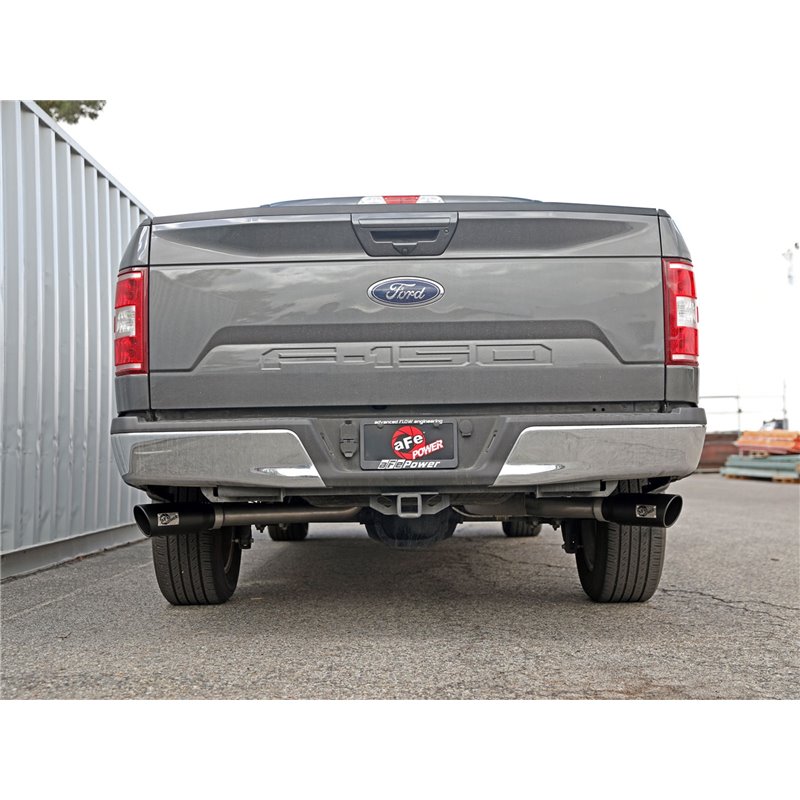 aFe Power | Gemini XV 3 IN 304 Stainless Steel Cat-Back Exhaust System w/Cut-Out Black - F-150 5.0L 2020-2021