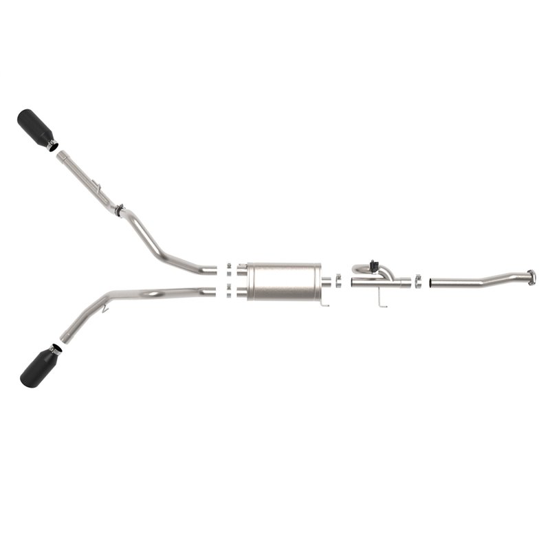 aFe Power | Gemini XV 3 IN 304 Stainless Steel Cat-Back Exhaust System w/Cut-Out Black - F-150 5.0L 2020-2021