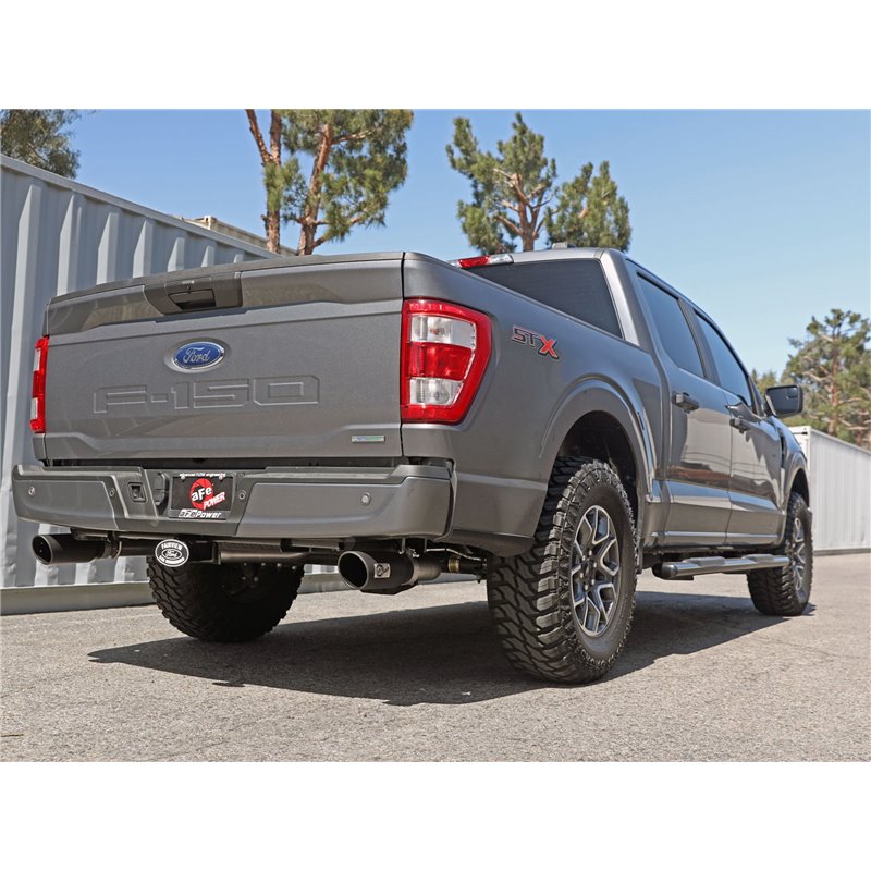 aFe Power | Vulcan Series 3 IN 304 Stainless Steel Cat-Back Exhaust System w/Black Tip - F-150 2.7T / 3.5T 2021-2023