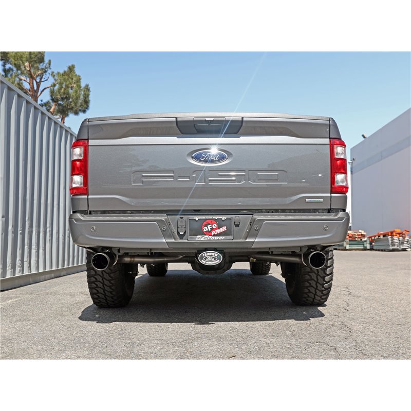 aFe Power | Vulcan Series 3 IN 304 Stainless Steel Cat-Back Exhaust System w/Black Tip - F-150 2.7T / 3.5T 2021-2023
