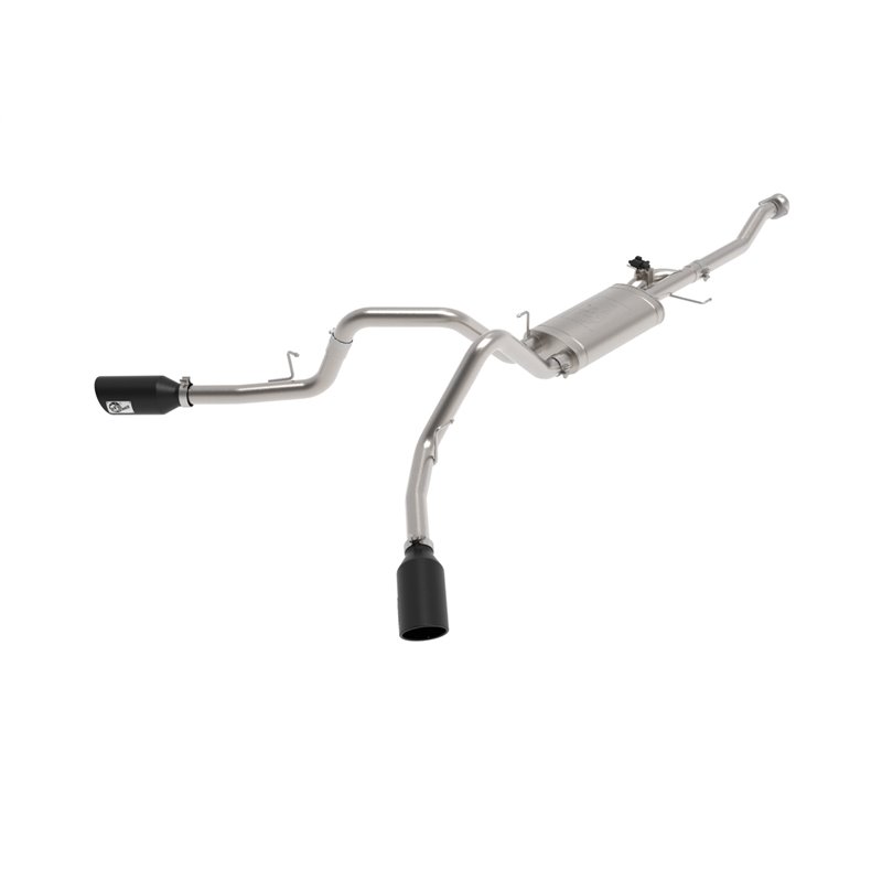aFe Power | Gemini XV 3 IN 304 Stainless Steel Cat-Back Exhaust System w/Cut-Out Black - F-150 2.7T / 3.5T 2021-2023