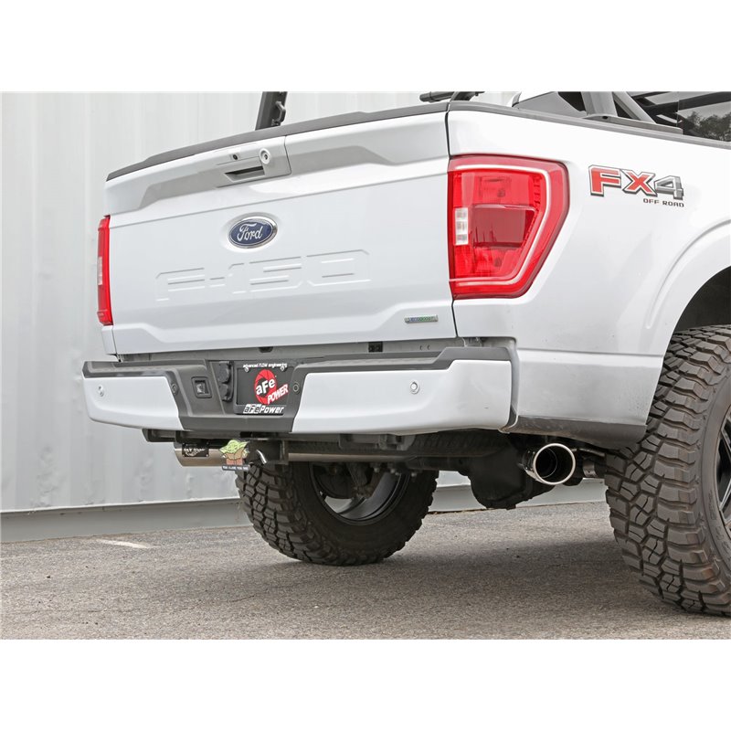 aFe Power | Gemini XV 3 IN 304 Stainless Steel Cat-Back Exhaust System w/Cut-Out Polished - F-150 2.7T / 3.5T 2021-2023