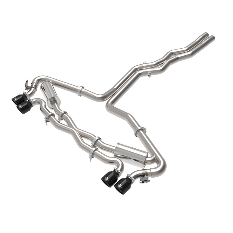 aFe Power | MACH Force-Xp 3 IN to 2-1/2 IN Stainless Steel Cat-Back Exhaust System Black - RS6 Avant 4.0T 2021-2023