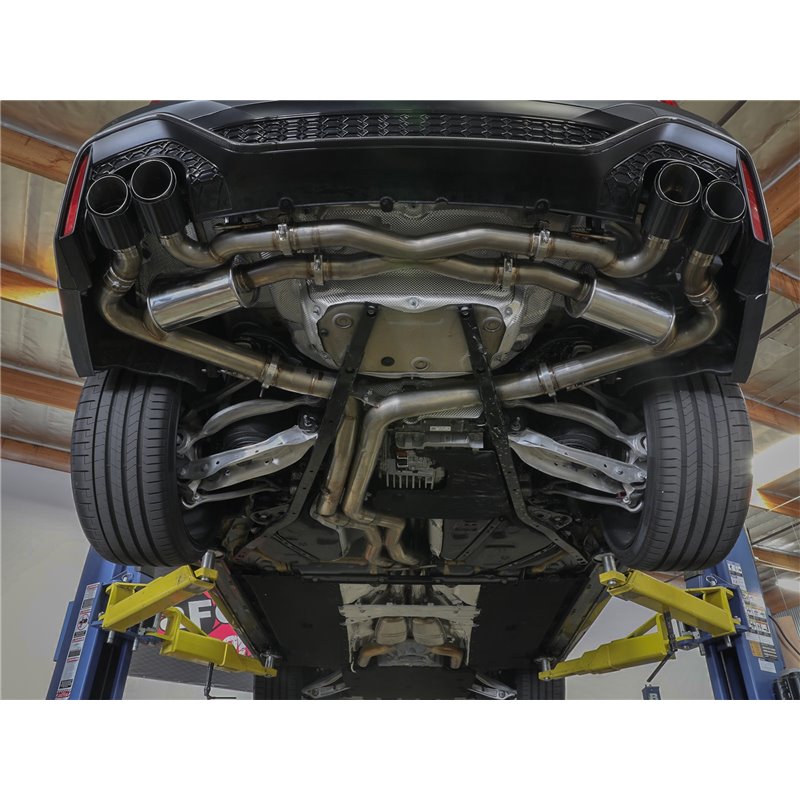 aFe Power | MACH Force-Xp 3 IN to 2-1/2 IN Stainless Steel Cat-Back Exhaust System Black - RS6 Avant 4.0T 2021-2023