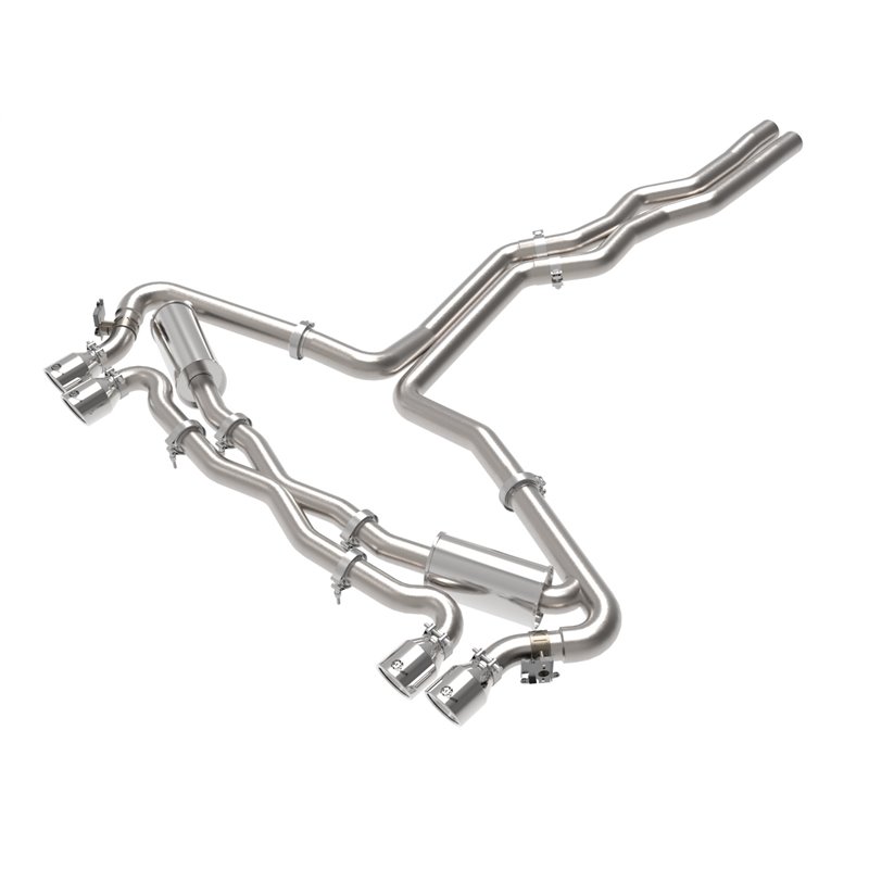 aFe Power | MACH Force-Xp 3 IN to 2-1/2 IN Stainless Steel Cat-Back Exhaust System Polished - RS6 Avant 4.0T 2021-2023