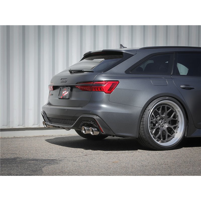 aFe Power | MACH Force-Xp 3 IN to 2-1/2 IN Stainless Steel Cat-Back Exhaust System Polished - RS6 Avant 4.0T 2021-2023