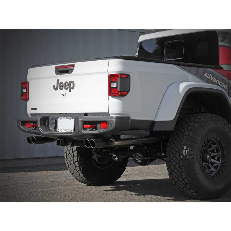 aFe Power | Vulcan Series 3 IN to 2-1/2 IN Stainless Steel Cat-Back Exhaust System Black - Gladiator 3.0L 2021-2023