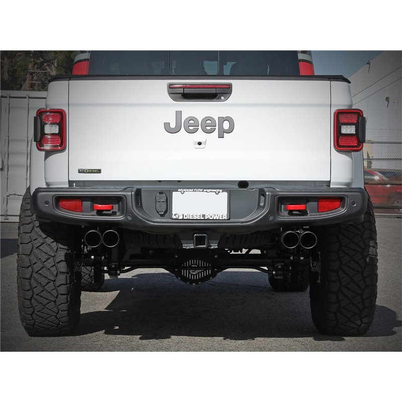 aFe Power | Vulcan Series 3 IN to 2-1/2 IN Stainless Steel Cat-Back Exhaust System Black - Gladiator 3.0L 2021-2023