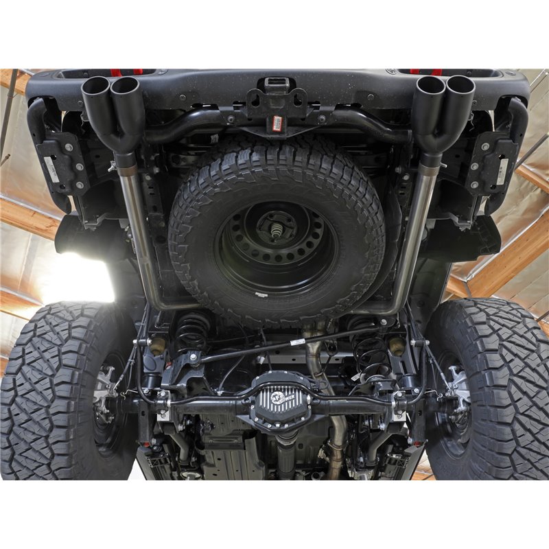 aFe Power | Vulcan Series 3 IN to 2-1/2 IN Stainless Steel Cat-Back Exhaust System Black - Gladiator 3.0L 2021-2023