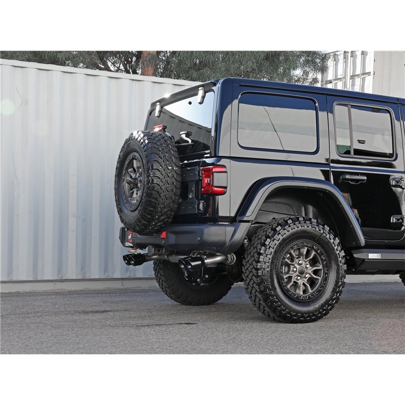 aFe Power | Vulcan Series 2-1/2 IN to 3 IN Stainless Steel Cat-Back Exhaust System Black - Wrangler (JL) 6.4L 2021-2023