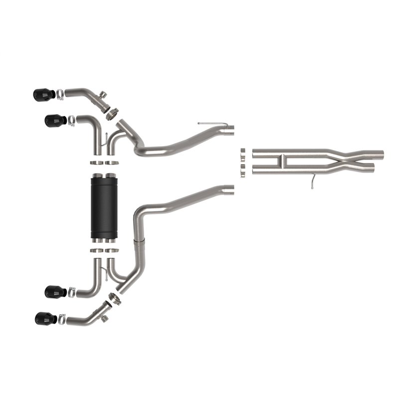 aFe Power | Vulcan Series 2-1/2 IN to 3 IN Stainless Steel Cat-Back Exhaust System Black - Wrangler (JL) 6.4L 2021-2023