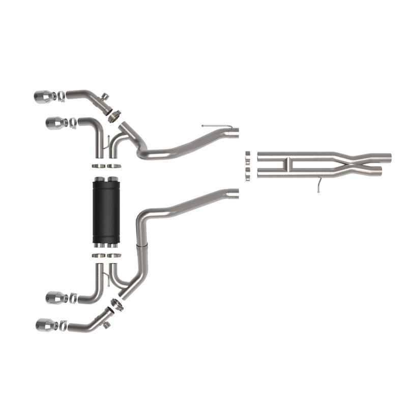 aFe Power | Vulcan Series 2-1/2 IN to 3 IN Stainless Steel Cat-Back Exhaust System Polished - Wrangler (JL) 6.4L 2021-2023