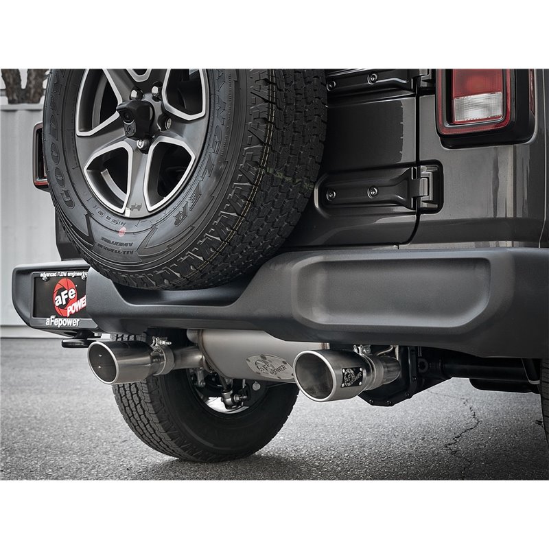 aFe Power | Rebel Series 3 IN to 2-1/2 IN 409 Stainless Steel Cat-Back Exhaust w/Polish Tip - Wrangler (4xe) / Wrangler (JL) 2.0
