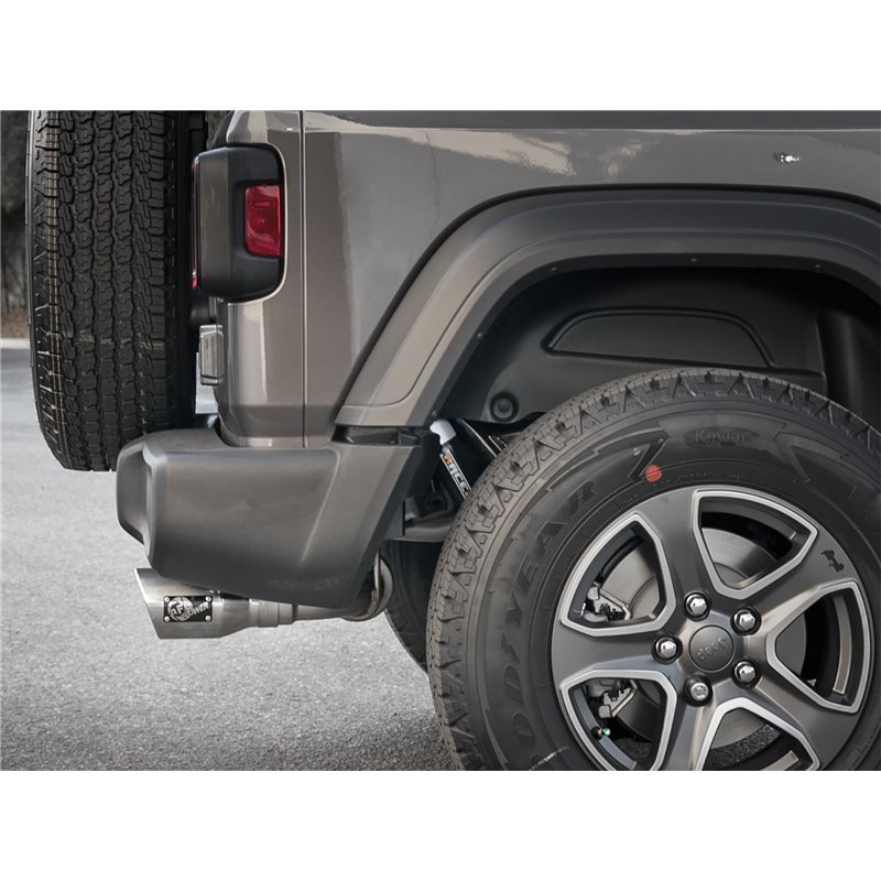 aFe Power | Rebel Series 3 IN to 2-1/2 IN 409 Stainless Steel Cat-Back Exhaust w/Polish Tip - Wrangler (4xe) / Wrangler (JL) 2.0