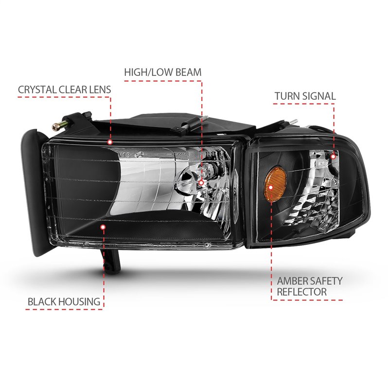 Anzo USA | Crystal Headlight Set - Ram 1500 / 2500 / 3500 2000-2002