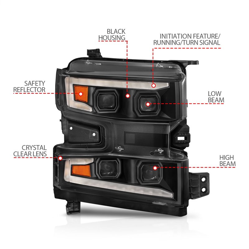 Anzo USA | LED Projector Headlight - Silverado 1500 / Limited / WT 2019-2022