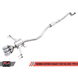 AWE Tuning | Touring Cat-Back Exhaust w/ DualPhase MidPipe (Tri Chrome Tips) - Civic Type R / Type R Limited Edition 2.0T 2017-2