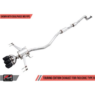 AWE Tuning | Touring Cat-Back Exhaust w/ DualPhase MidPipe (Tri Black Tips) - Civic Type R / Type R Limited Edition 2.0T 2017-20